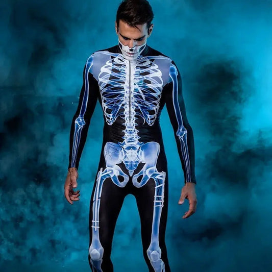 Halloween Long Sleeve Tights See-through Skeleton 3D Printed One-piece EX-STOCK Canada