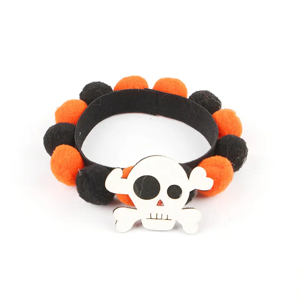 Halloween Pet Fur Ball Collar Pumpkin Accessories - Velora