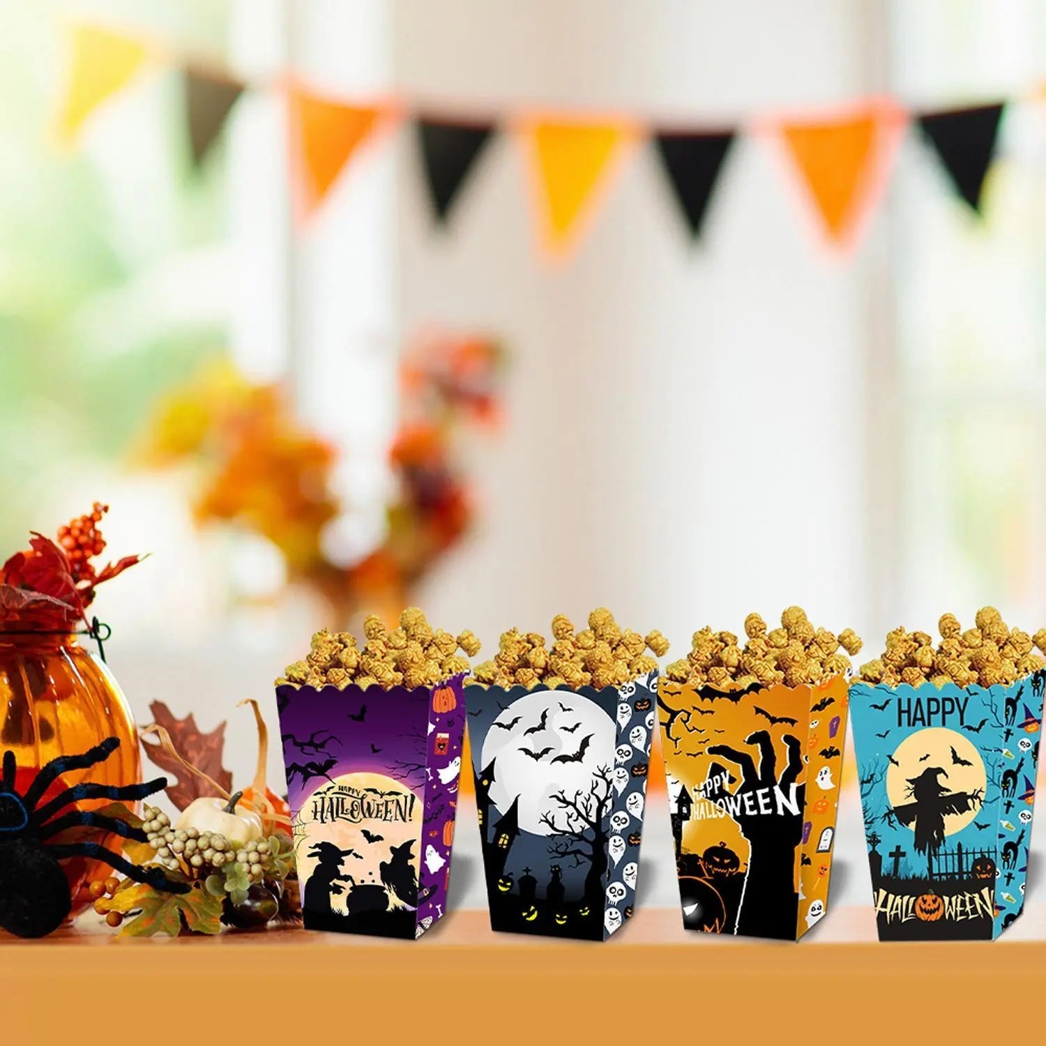 Halloween Popcorn Boxes In 3 Designs. Halloween Party Supplies In 3 Styles, 4 Of Each Style, 12 In Total EX-STOCK Canada