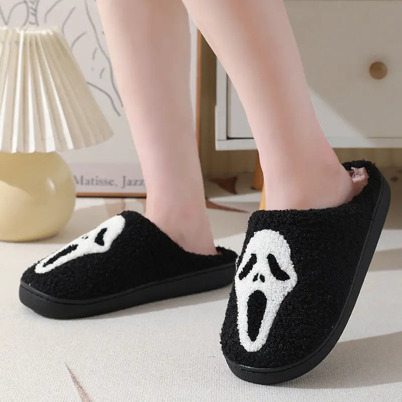 Halloween Skull Cartoon Print Slippers Warm Winter Slippers For Men Women Couple Home Shoes Indoor Cotton Slippers EX-STOCK Canada