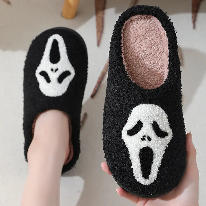 Halloween Skull Cartoon Print Slippers Warm Winter Slippers For Men Women Couple Home Shoes Indoor Cotton Slippers EX-STOCK Canada