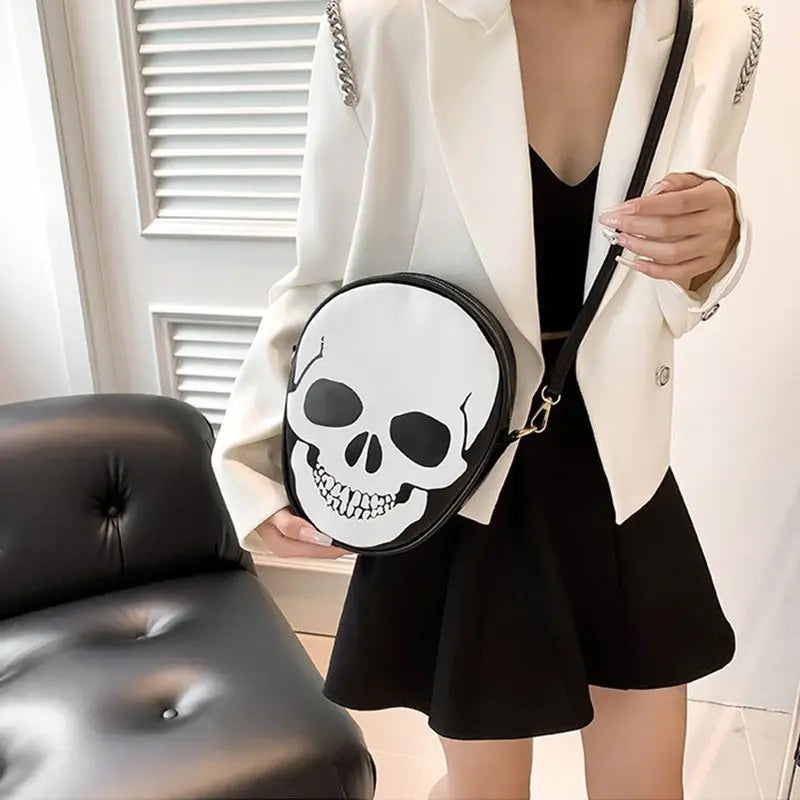Halloween Skull Shoulder Bag Personality Funny Messenger Bag Kids Couples Outdoor Small Phone Bag For Women - Velora