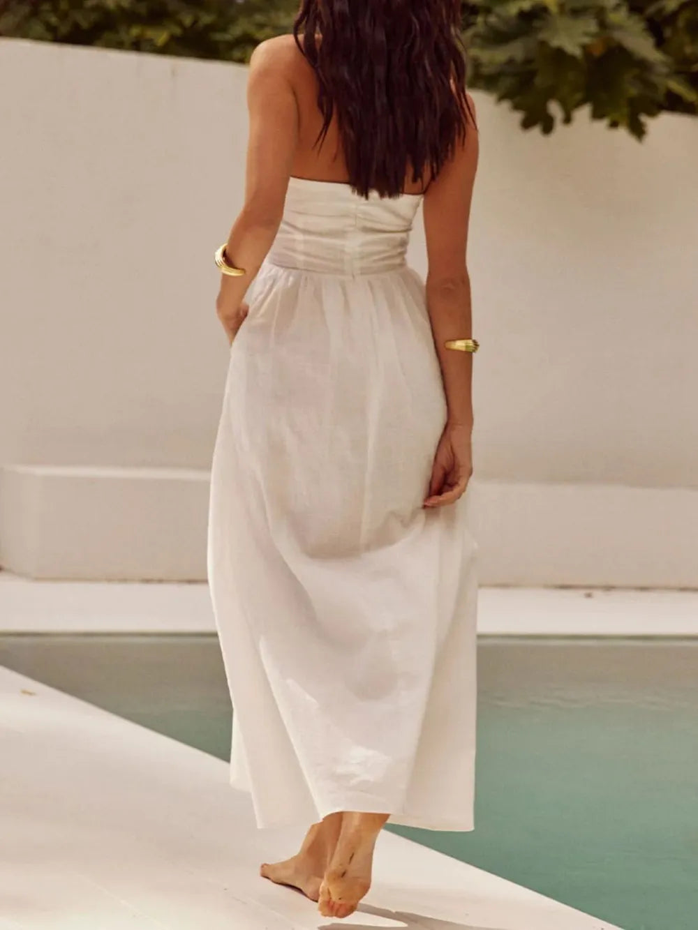 Halter Neck Maxi Dress with Pockets - Velora Luxury Fashion