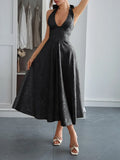 Halter Neck Midi Dress with Pockets - Velora Luxury Fashion