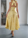 Halter Neck Midi Dress with Pockets - Velora Luxury Fashion