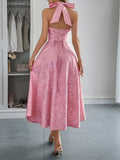 Halter Neck Midi Dress with Pockets - Velora Luxury Fashion