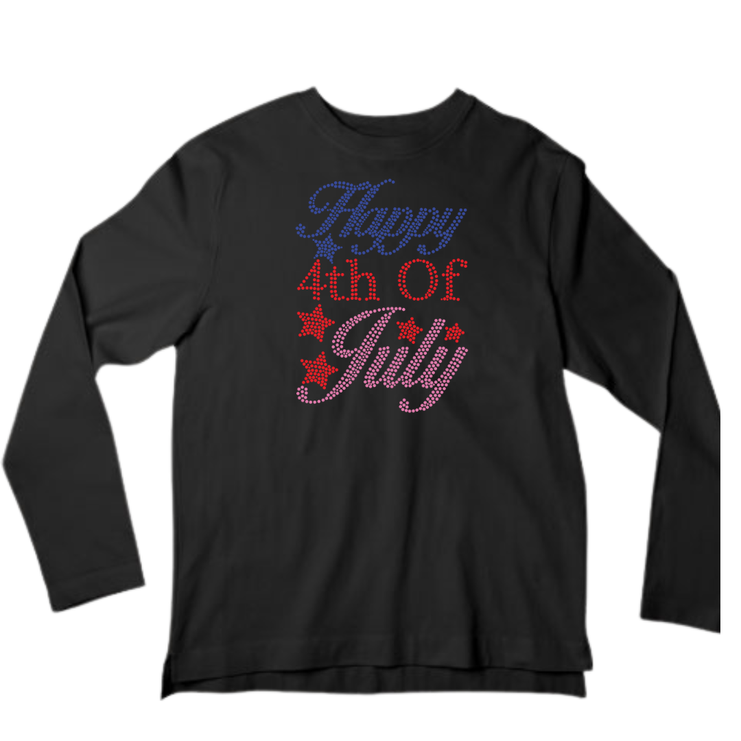 Happy 4th of July Rhinestone Shirt – Patriotic Sparkle Bling Tee | Blingdazzel