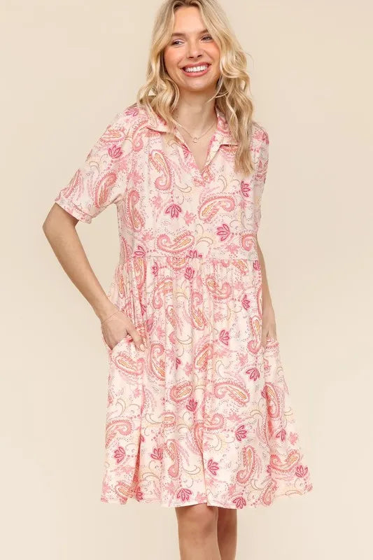 Haptics  Fit and Flare Paisley Print Knit Dress - Velora Luxury Fashion