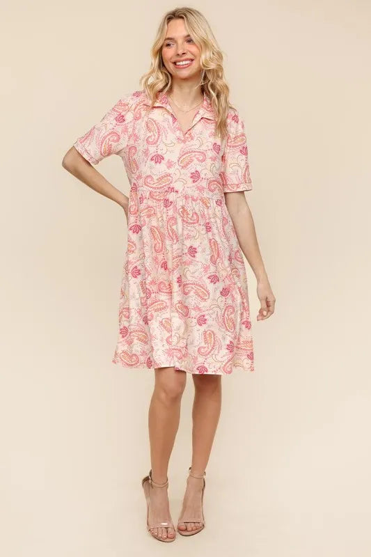 Haptics  Fit and Flare Paisley Print Knit Dress - Velora Luxury Fashion