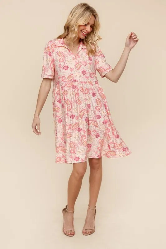 Haptics  Fit and Flare Paisley Print Knit Dress - Velora Luxury Fashion