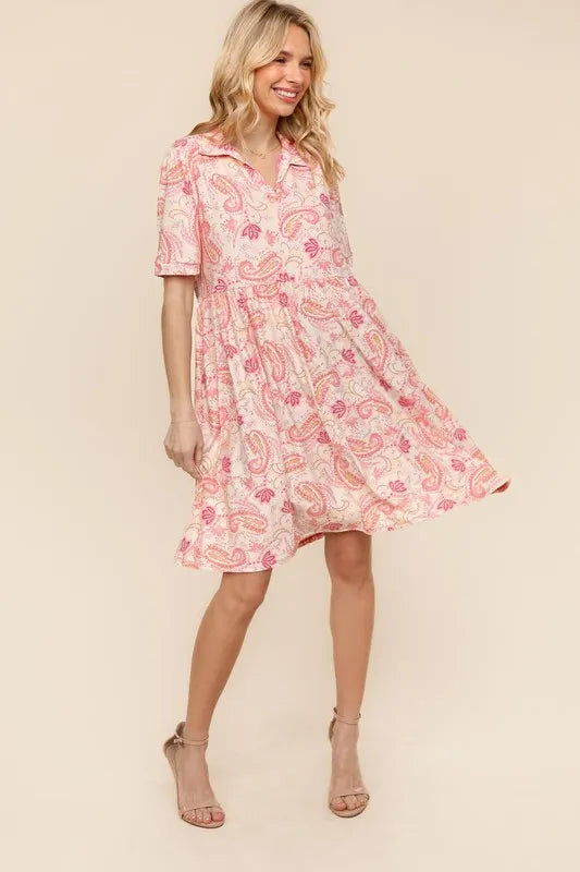 Haptics  Fit and Flare Paisley Print Knit Dress - Velora Luxury Fashion