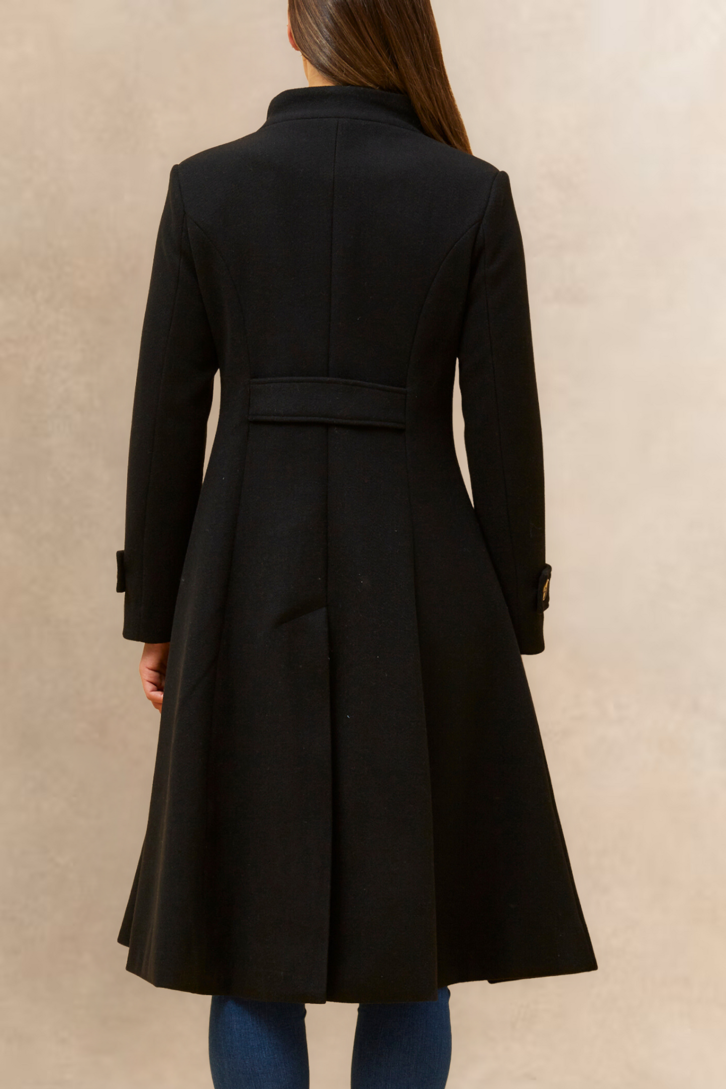 Harper Retro Flared Coat Side Buttons Elegant - Velora Luxury Fashion