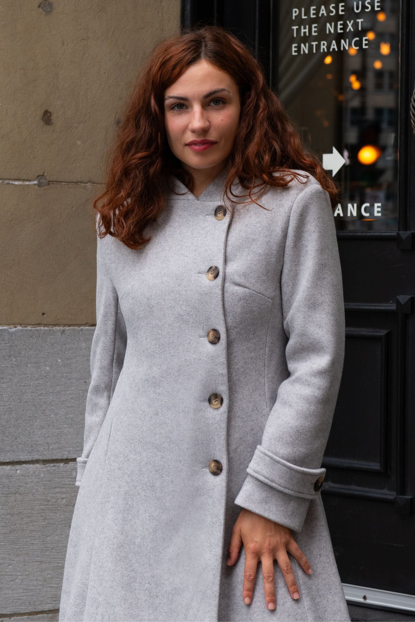 Harper Retro Flared Coat Side Buttons Elegant - Velora Luxury Fashion