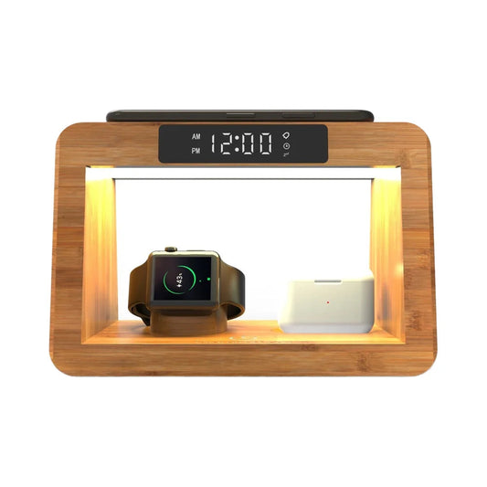 2024 Top Selling Digital Alarm Clock Wireless Charging for iPhone 15 14 Fast Charger with Magnetic Earphones Also for Watches - Velora