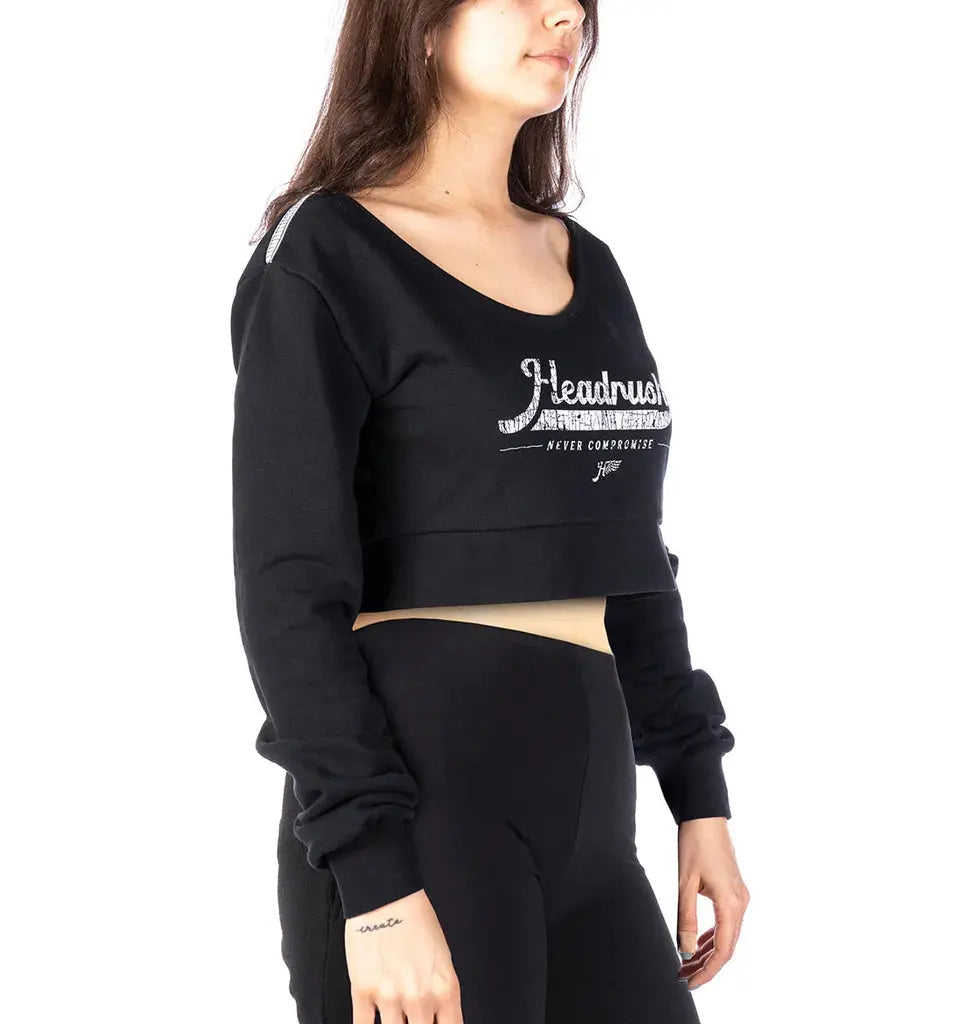 Headrush Angel Wings Cropped V-Neck Sweatshirt - Velora Luxury Fashion