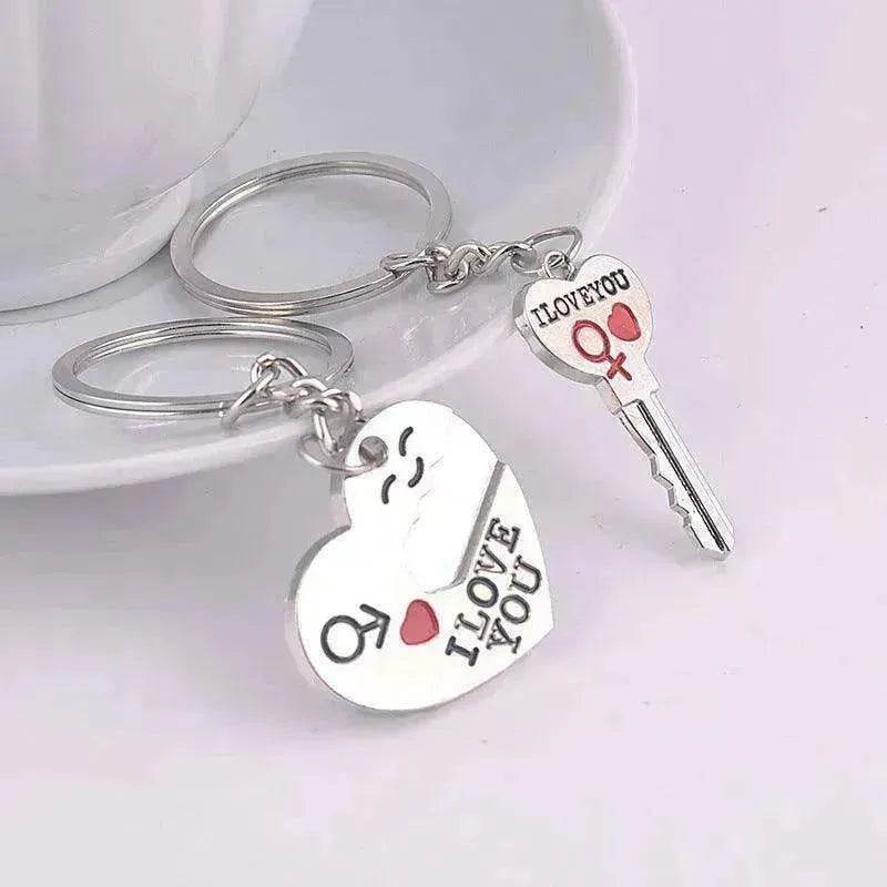 Heart-shaped Keychain English Secret Love Keychain Couple Keychain - Velora