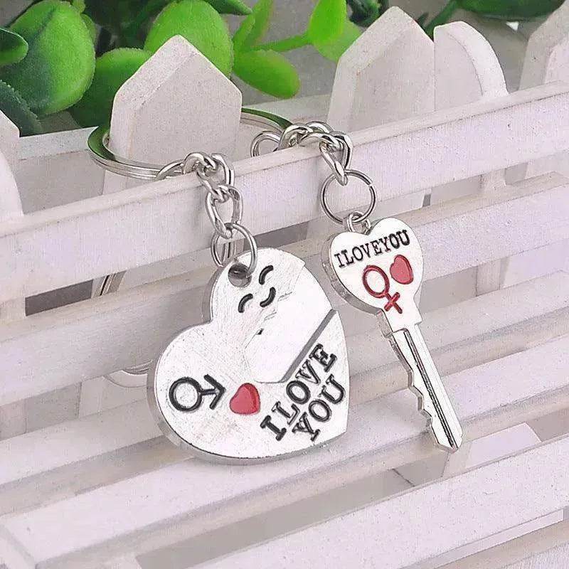 Heart-shaped Keychain English Secret Love Keychain Couple Keychain - Velora
