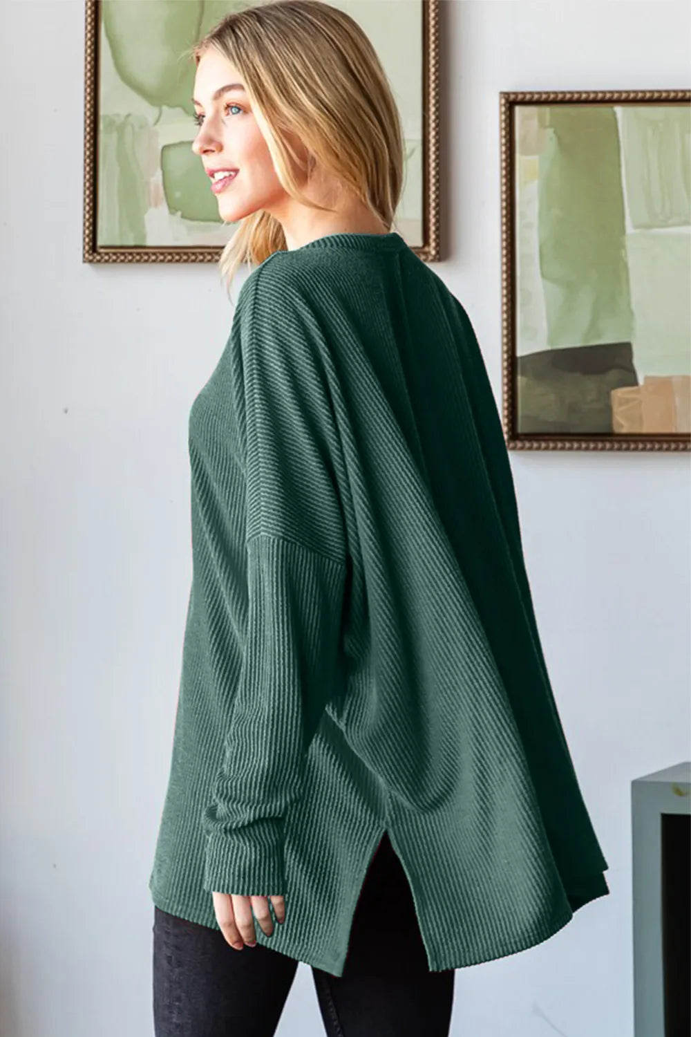 Heimish Sequin Nutcracker Long Sleeve Ribbed Top - Velora Luxury Fashion