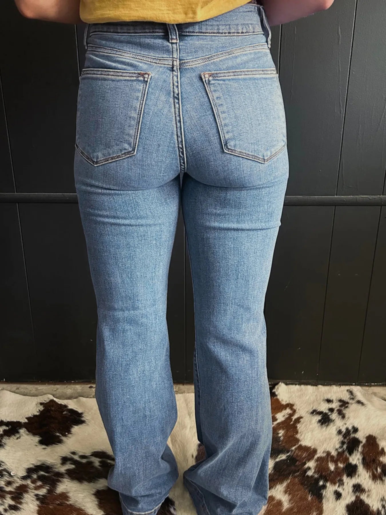 High-Waisted Flare Jeans with Seam Detail - Velora Luxury Fashion