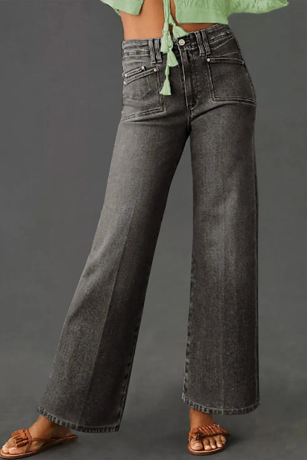High-Waisted Wide-Leg Vintage Wash Jeans - Velora Luxury Fashion
