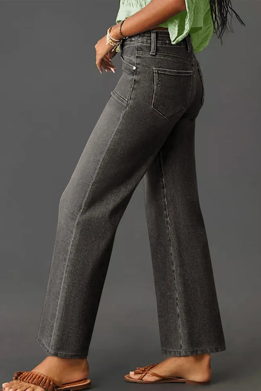 High-Waisted Wide-Leg Vintage Wash Jeans - Velora Luxury Fashion