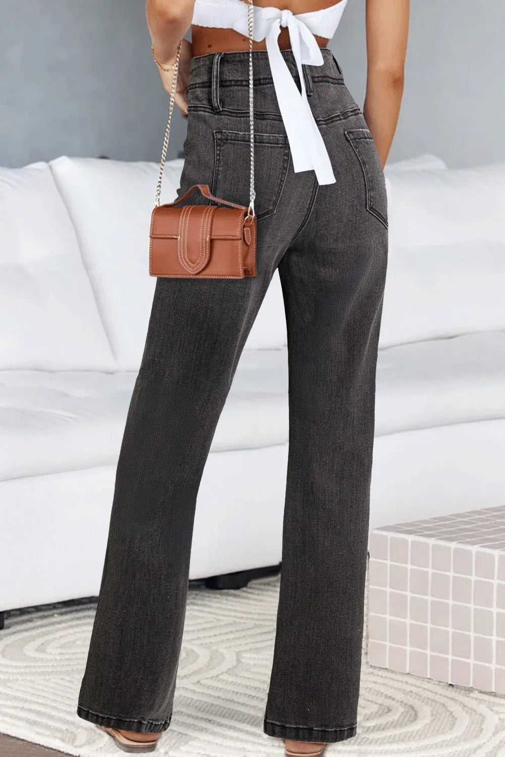 High-Waisted Wide-Leg Vintage Wash Jeans - Velora Luxury Fashion