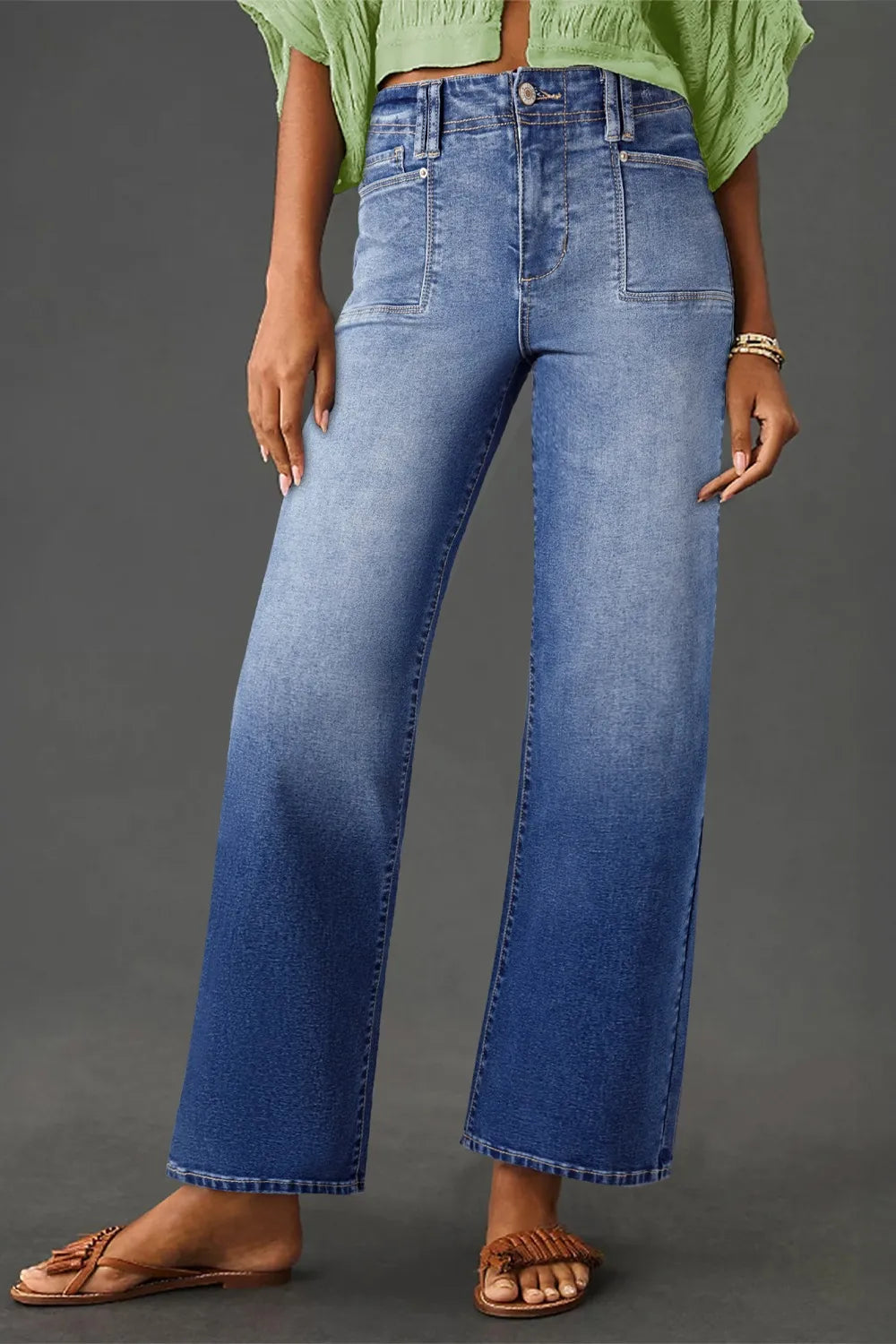 High-Waisted Wide-Leg Vintage Wash Jeans - Velora Luxury Fashion