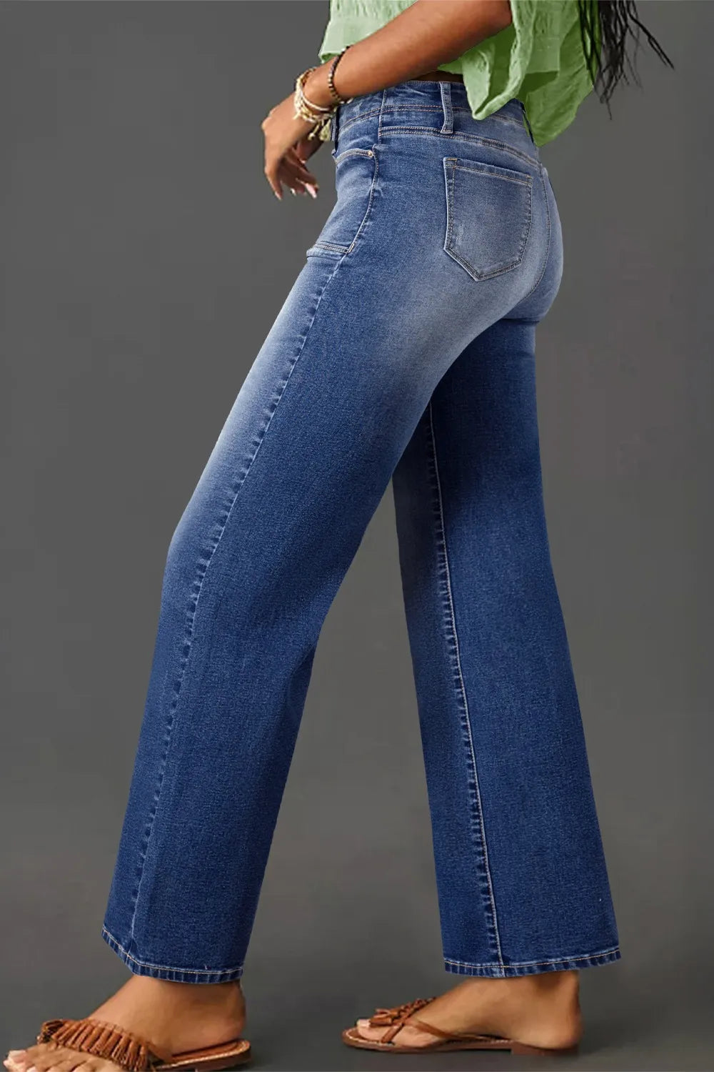 High-Waisted Wide-Leg Vintage Wash Jeans - Velora Luxury Fashion