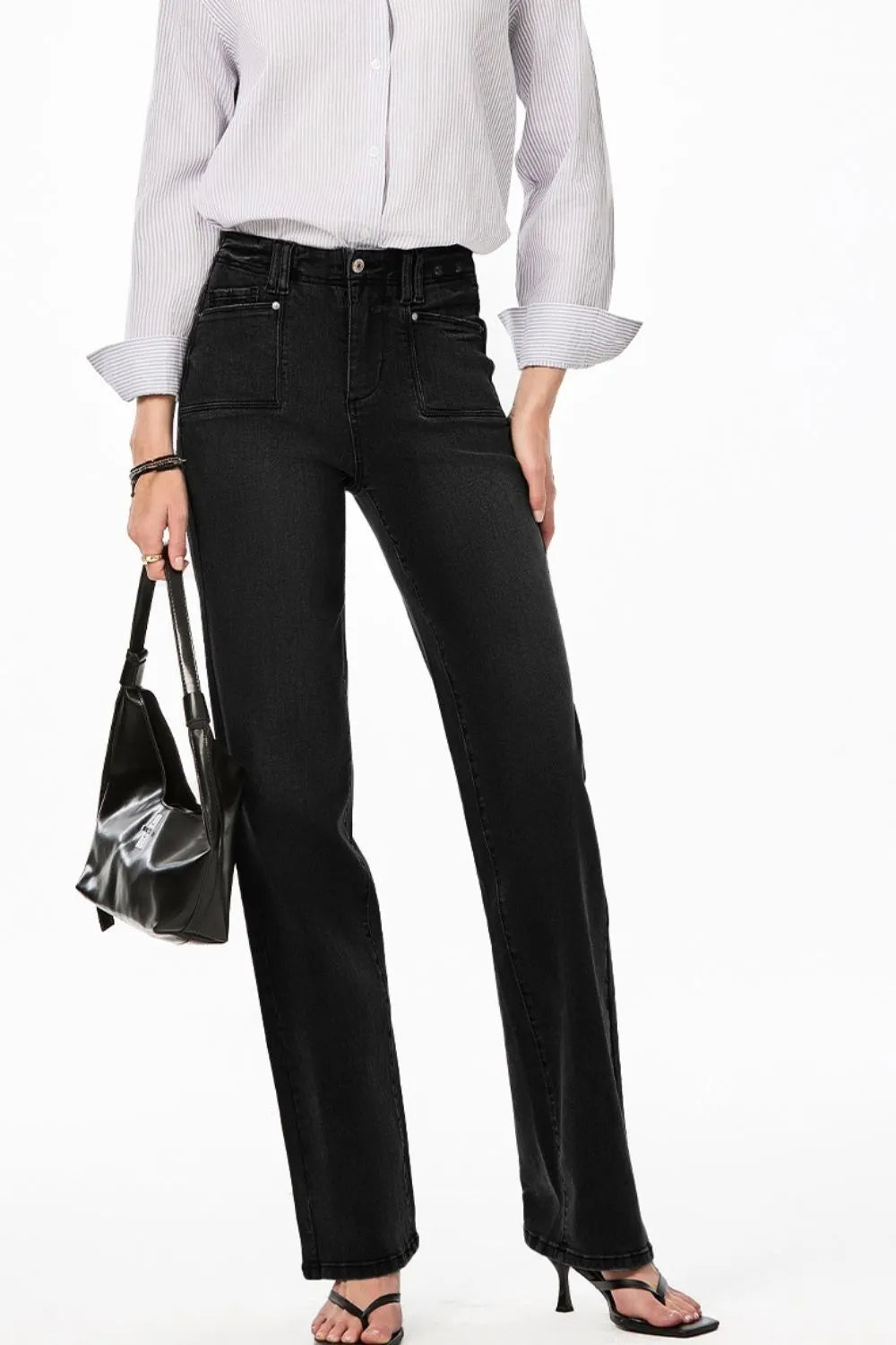 High-Waisted Wide-Leg Vintage Wash Jeans - Velora Luxury Fashion