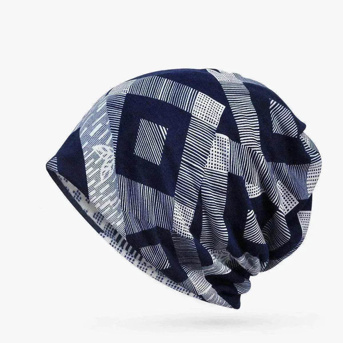 Hooded Cap And Bib Dual-use Men And Women Geometric Baotou Piled Hats - Velora