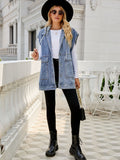Hooded Sleeveless Denim Top with Pockets - Velora Luxury Fashion