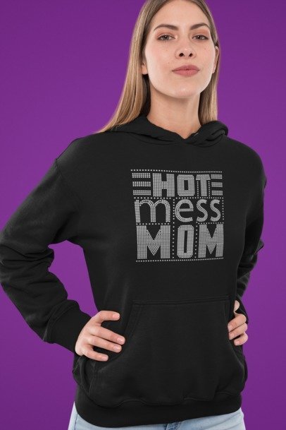 Hot Mess Mom Rhinestone Shirt – Funny Mom Life Sparkle Bling Tee | Blingdazzel