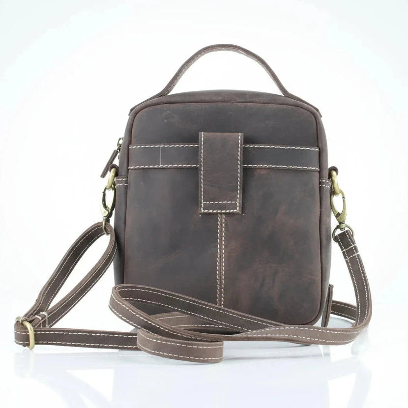 Hunter Leather Bag with Top Handle - Velora Luxury Fashion