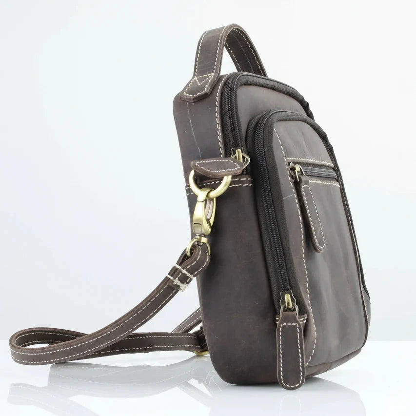Hunter Leather Bag with Top Handle - Velora Luxury Fashion