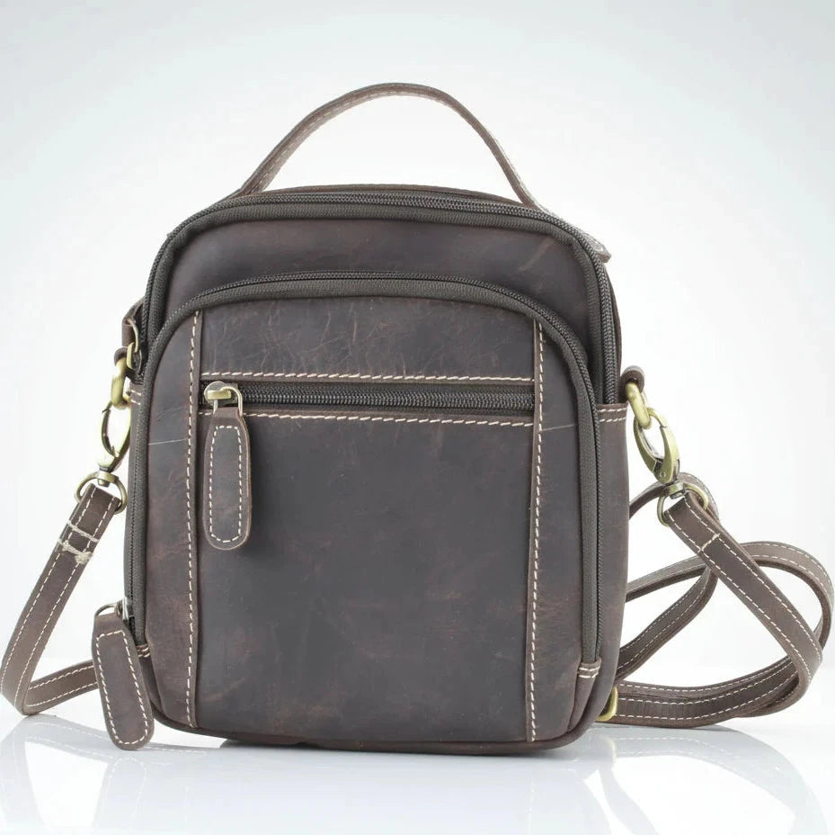 Hunter Leather Bag with Top Handle - Velora Luxury Fashion