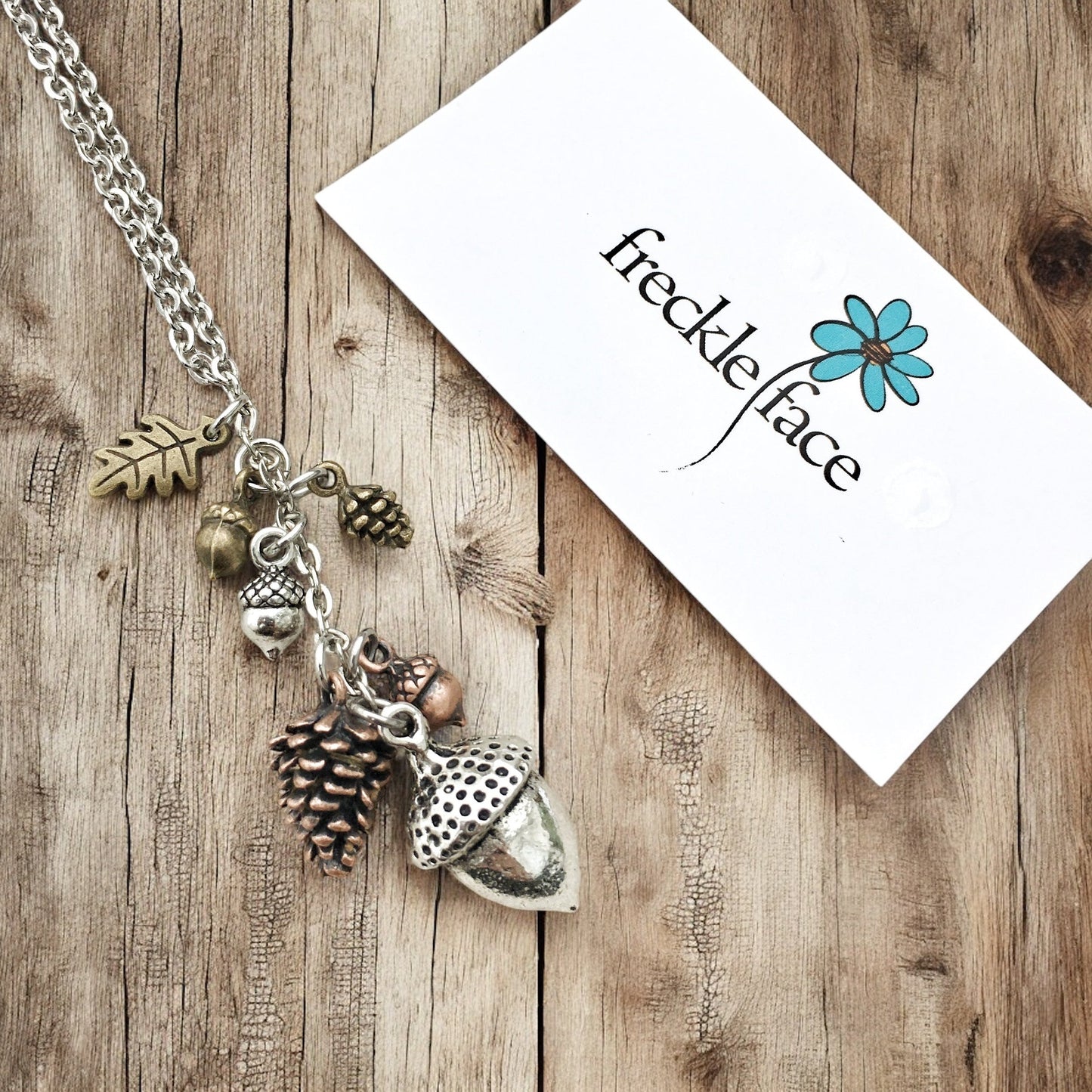 Acorn & Pinecone Necklace – Fall Woodland Pendant Gift - Velora