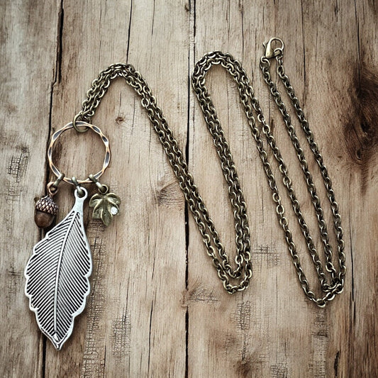 Mixed Metal Leaf Necklace - Velora
