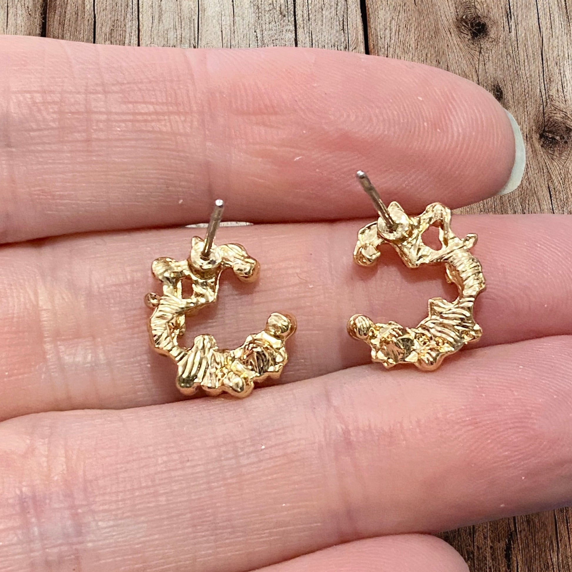Crescent Bloom Stud Earrings – Floral Halo Design - Sparkle - Velora