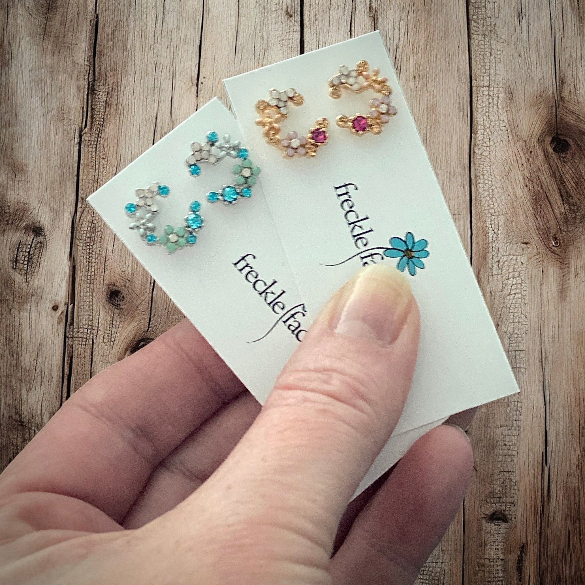 Crescent Bloom Stud Earrings – Floral Halo Design - Sparkle - Velora