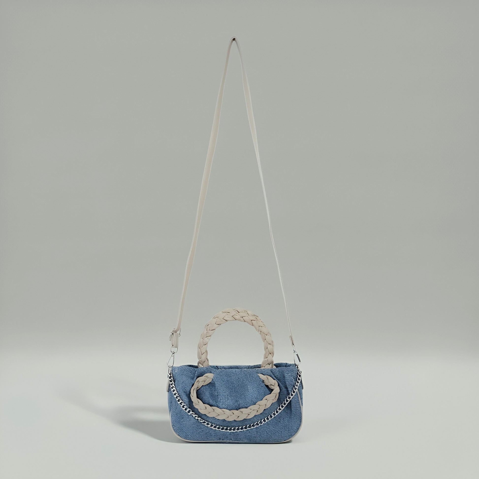 AVA - Denim crossbody chain detailed bag - Velora