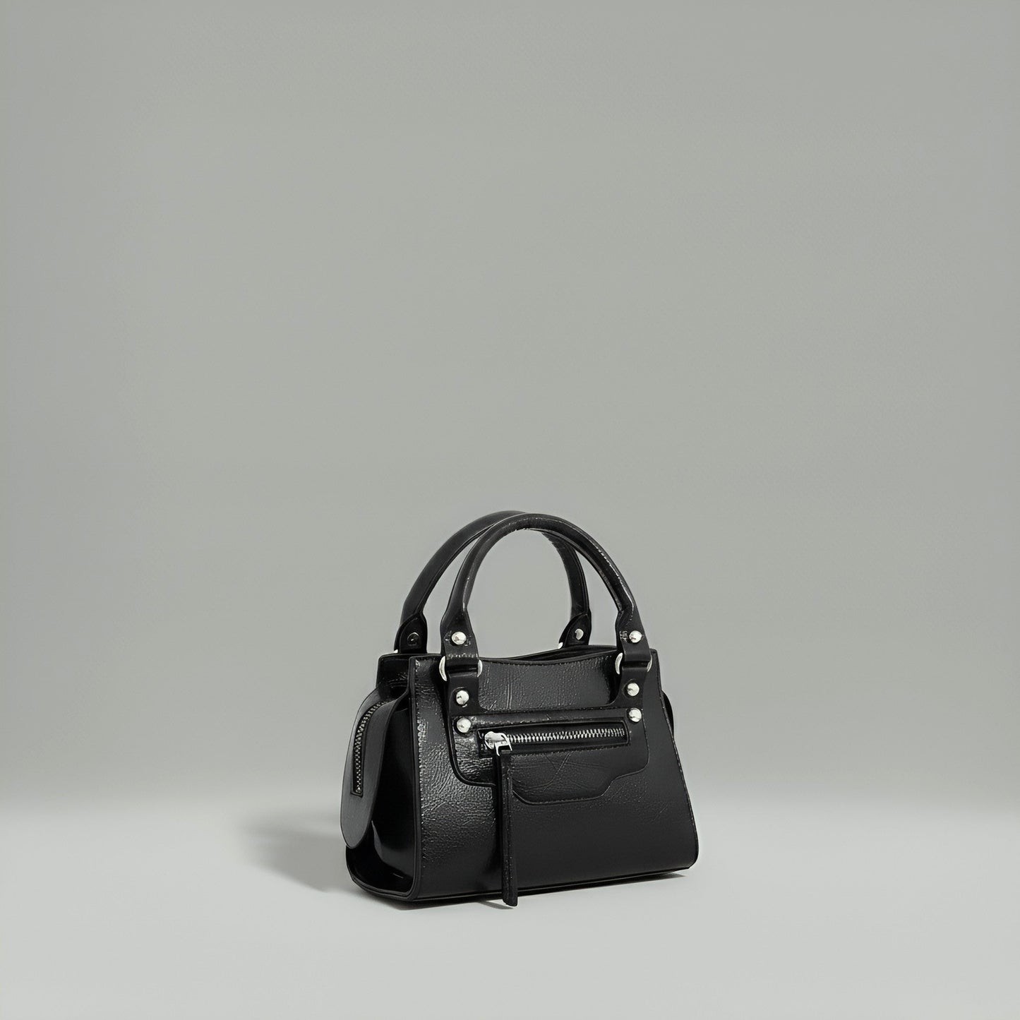 NOIR - Compact Vegan Leather Mini Canvas Bag - Velora