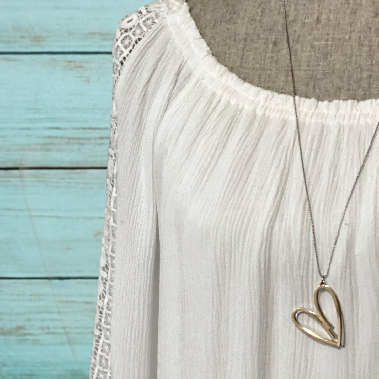Double Heart Necklace – Long, Mixed Metals, Rose Gold & Silver Pendant - Velora