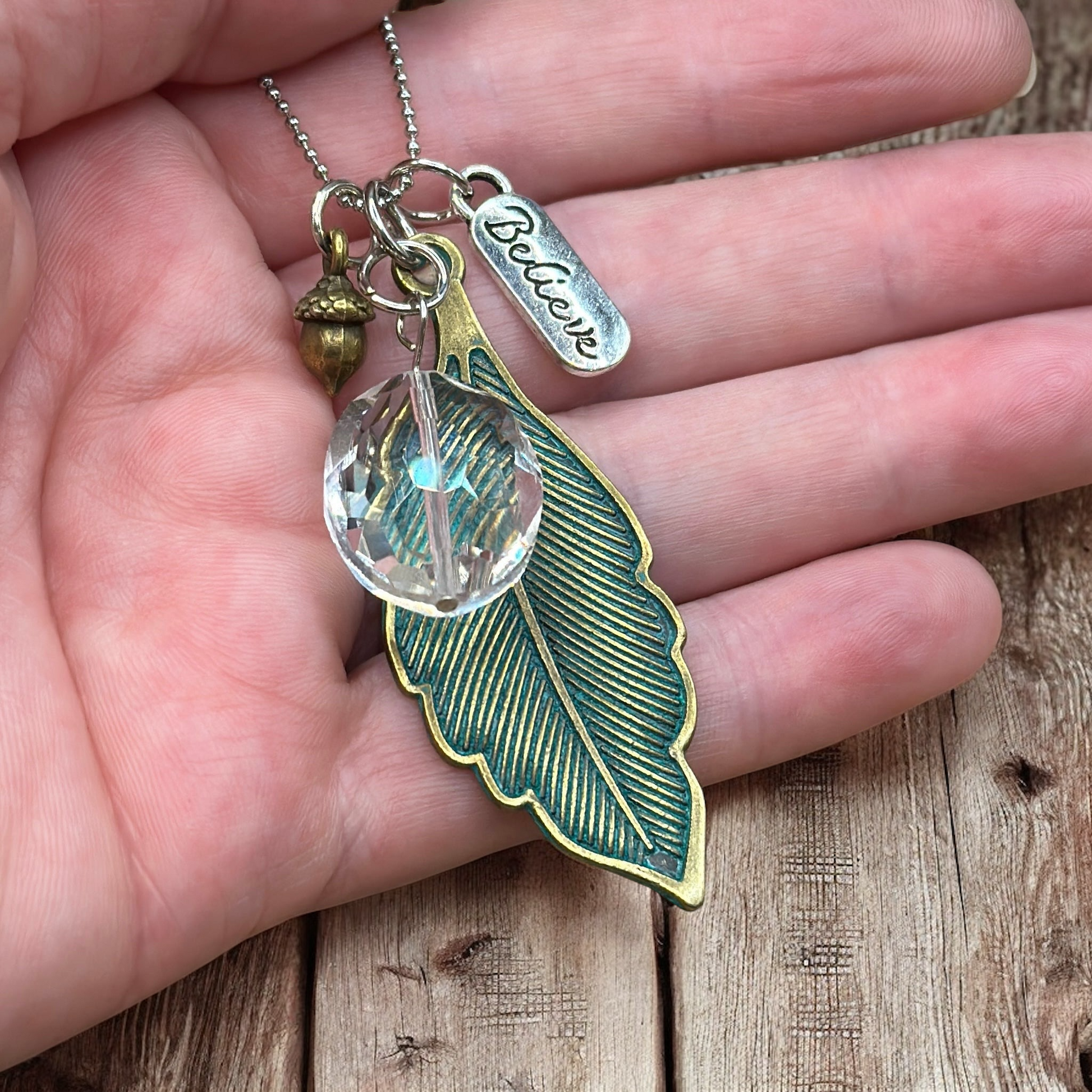 Patina Leaf Necklace - Velora