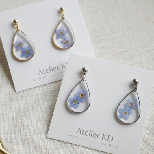 Boucles d’oreilles duo myosotis - goute (grande) - Velora