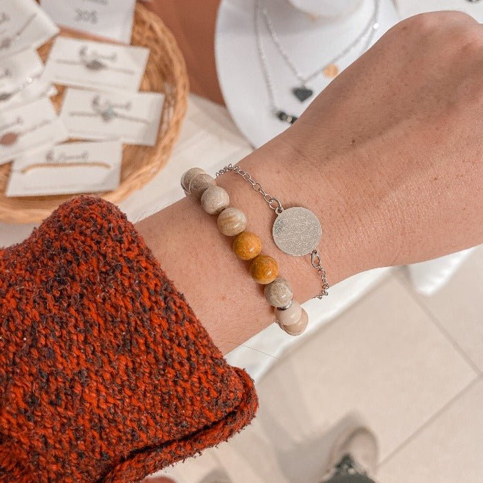 RENOUVEAU | Bracelet en howlite, jaspe et acier inoxydable Lunaki Design