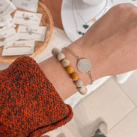 RENOUVEAU | Bracelet en howlite, jaspe et acier inoxydable Lunaki Design