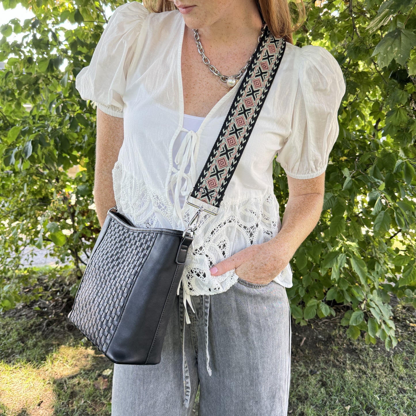 Stevie Woven Strap - Silver Hardware