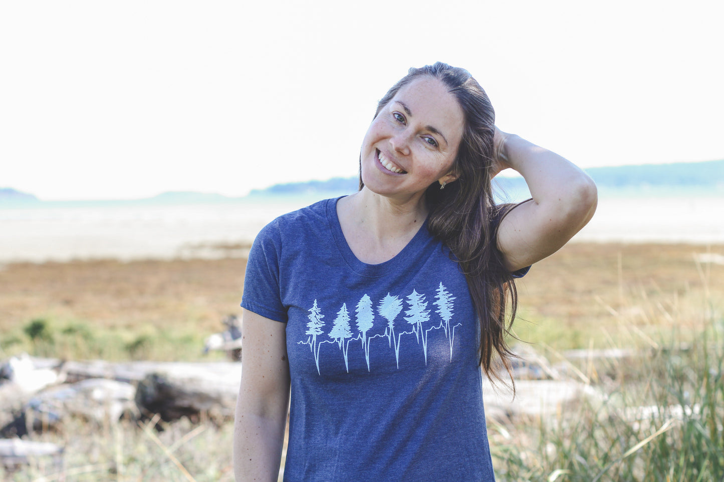 TREELINE - Women's Eco Tee - Heather Navy
