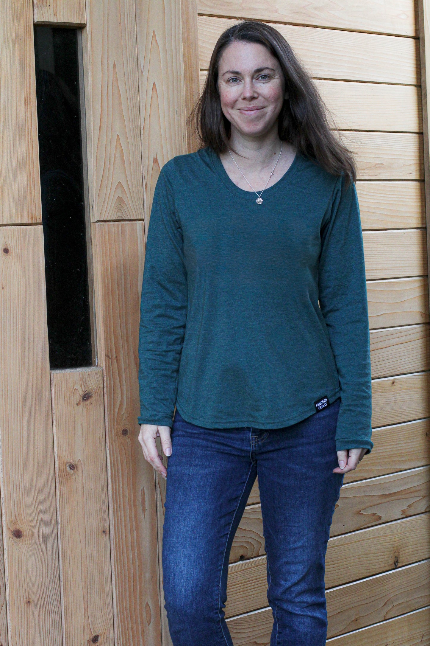 Women's Eco Long Sleeve Tee - Blank Apparel - Heather Green