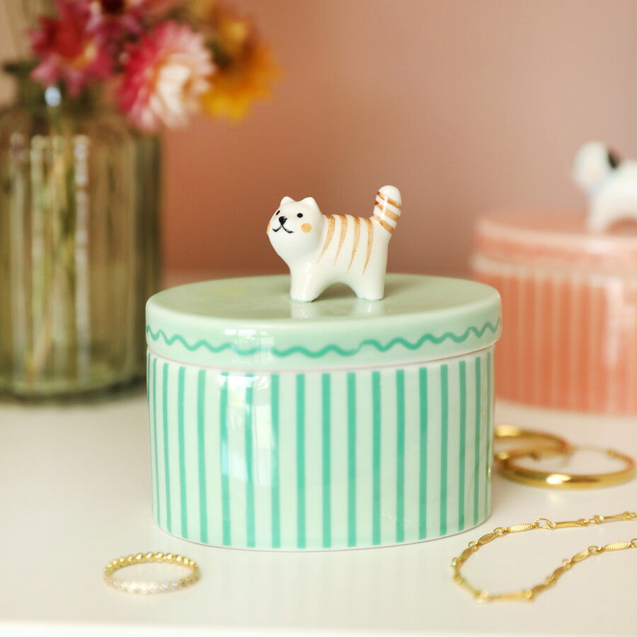 Ceramic Cat Trinket Pot